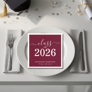 Class of 2026 Burgundy Maroon Graduation Party Napkin