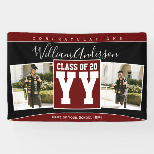 Class of 2026 Burgundy Red Graduation Photo Banner