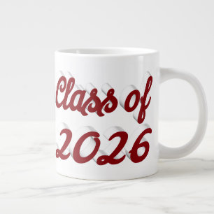 Class of 2026 burgundy script graduation large coffee mug