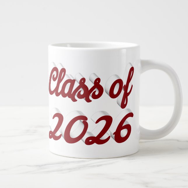 Class of 2026 burgundy script graduation large coffee mug (Right)