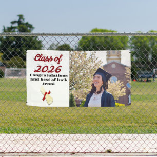 Class of 2026 burgundy script graduation photo banner