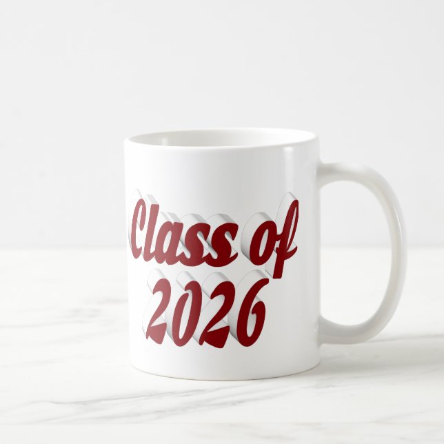 Class of 2026 burgundy text graduation coffee mug (Right)