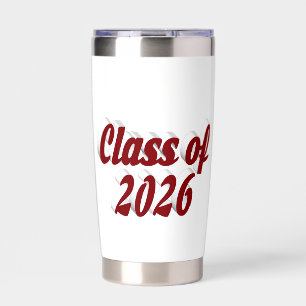 Class of 2026 burgundy text graduation insulated tumbler
