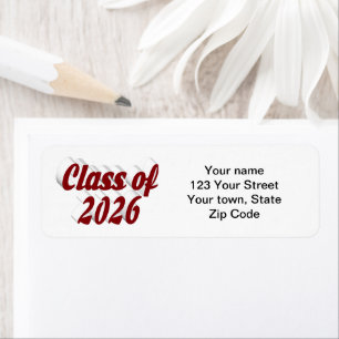 Class of 2026 burgundy text graduation return address label