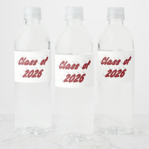 Class of 2026 burgundy tyoography graduation water bottle label