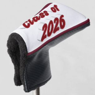 Class of 2026 burgundy typography graduation golf head cover