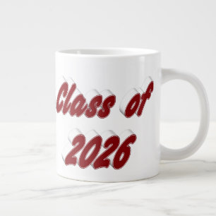 Class of 2026 burgundy typography graduation large coffee mug