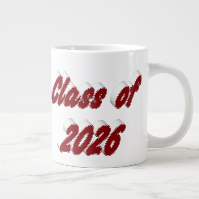 Class of 2026 burgundy typography graduation large coffee mug (Right)
