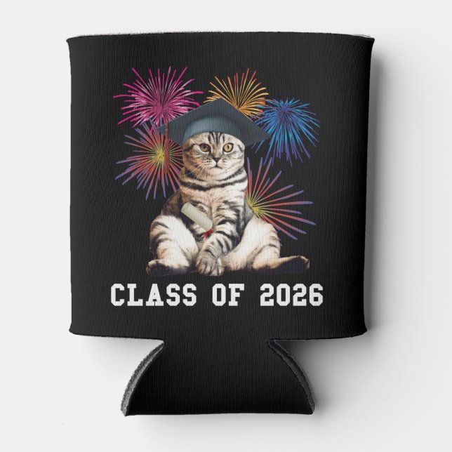 Class Of 2026 Cat Lover Can Cooler (Front)