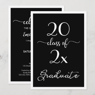 Class Of 2026 Chic Black White Graduation Party Invitation