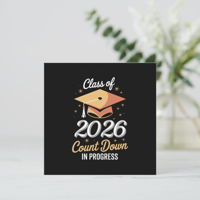 Class Of 2026 Count Down In Progress Peronalized  Thank You Card (Standing Front)