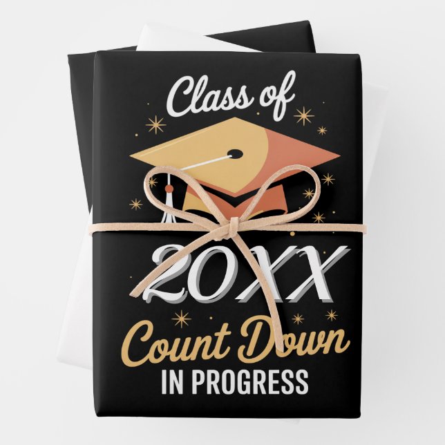 Class Of 2026 Count Down In Progress Personalised  Wrapping Paper Sheet (In situ)