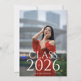 Class of 2026 Custom Text Photo Modern Graduation Announcement