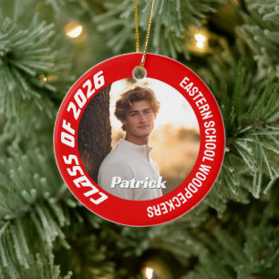 Class of 2026 Customisable School Senior Photo Ceramic Ornament