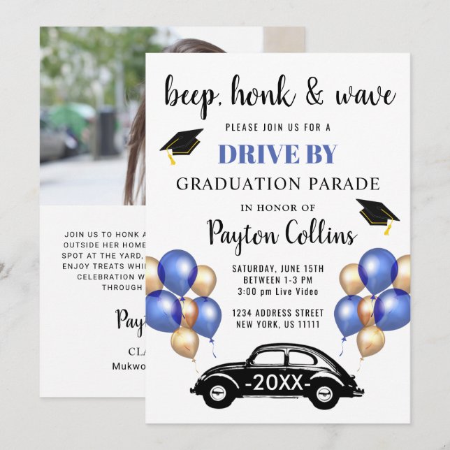 Class of 2026 DRIVE BY PHOTO Graduation Party Invitation (Front/Back)