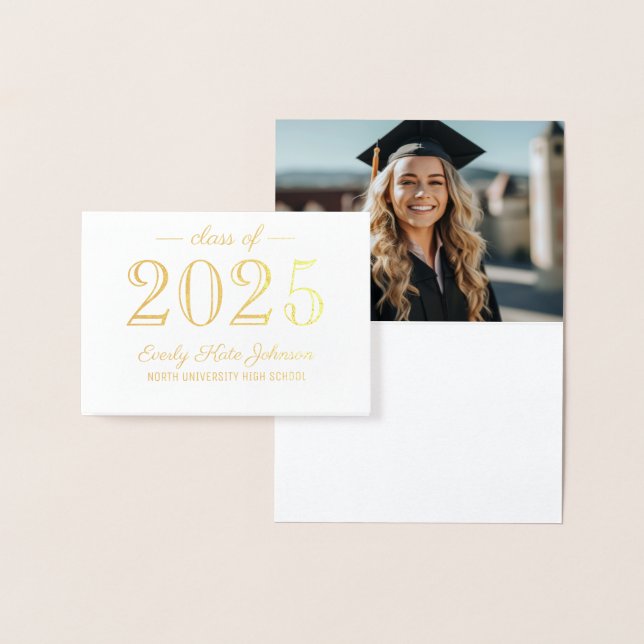 Class of 2026 Elegant Graduation Thank You Gold Foil Card (Display)