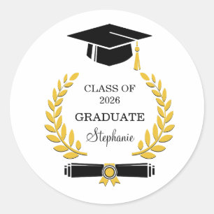 Class of 2026 Elegant  Modern Graduation  Classic Round Sticker