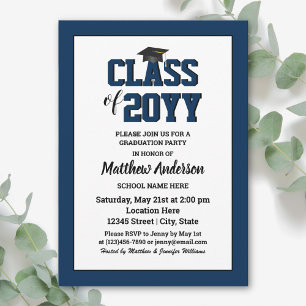 Class of 2026 Elegant Navy Blue Graduation Invitation