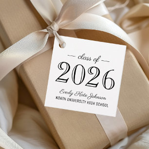 Class of 2026 Elegant White Graduation Party Favour Tags