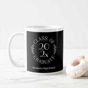 Class of 2026 Emblem School Name Black Graduation Coffee Mug