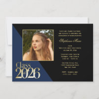 Class of 2026 Gold Grad Dark Blue with Photo