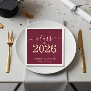 Class of 2026 Gold Maroon Graduation Party Napkin