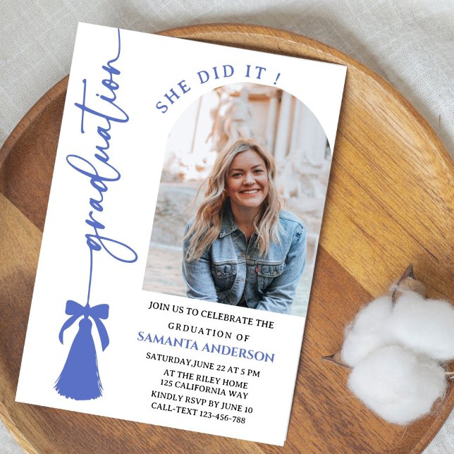 Class of 2026 Grad Announcement,Black Tassel Bow Invitation (Creator Uploaded)