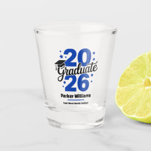 Class of 2026 Grad Cap Graduate Blue Shot Glass