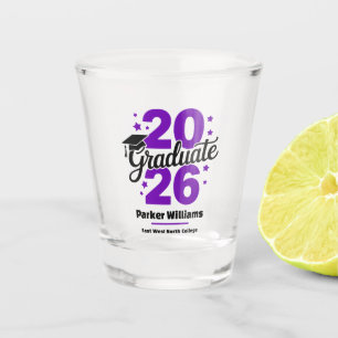 Class of 2026 Grad Cap Graduate Purple Shot Glass