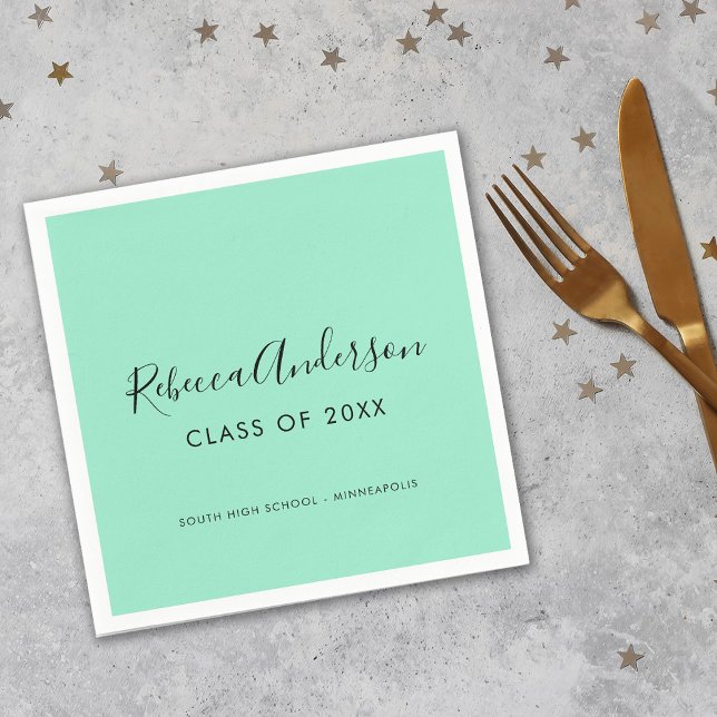 Class of 2026 Grad Mint Green Graduation Napkin (Creator Uploaded)