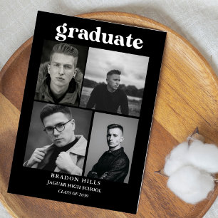CLass of 2026 Grad Party Graduation black white Invitation