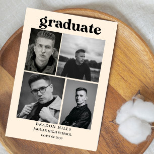 CLass of  2026 Grad Party  Graduation black white Invitation