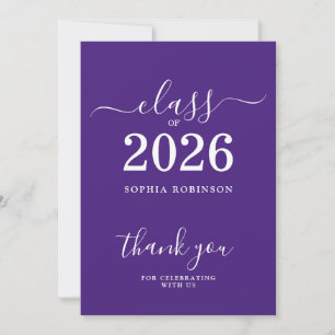 Class of 2026 Grad Purple Thank You Card
