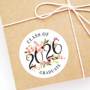 Class of 2026 Graduate Floral Classic Round Sticker
