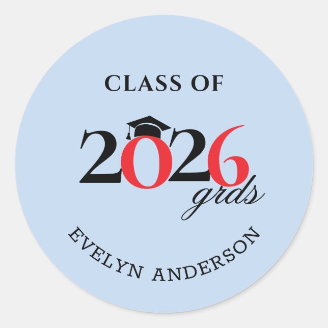 Class of 2026 Graduate Hershey's Candy Favours Classic Round Sticker (Front)