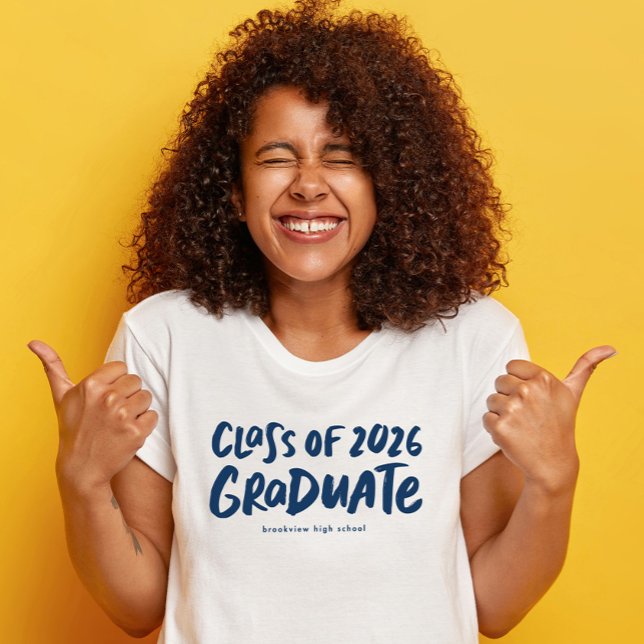 Class of 2026 graduate modern navy graduation T-Shirt (Creator Uploaded)