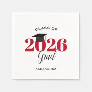 Class of 2026 Graduate Modern Red Napkins
