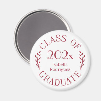 Class of 2026 Graduate Name Burgundy Typography Magnet