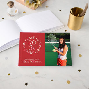 Class of 2026 Graduate Red 2 Photo Graduation Guest Book