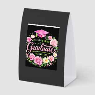 Class of 2026 Graduate She Did It Pink Floral Grad