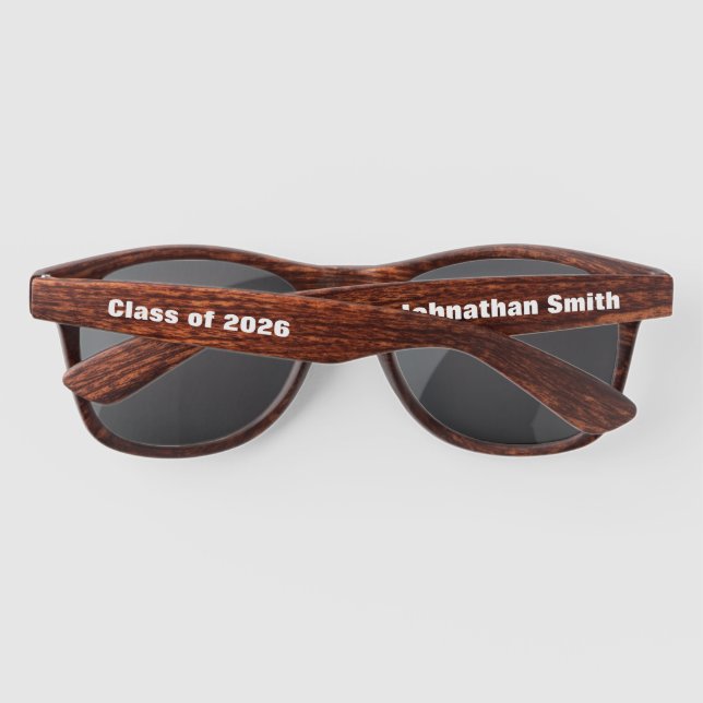 Class of 2026 Graduate's Name Bold Grad Graduation Sunglasses (Back)