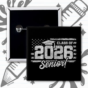 Class of 2026 Graduation American Flag Senior 2026 15 Cm Square Badge