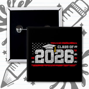 Class of 2026 Graduation American Flag Senior 2026 15 Cm Square Badge