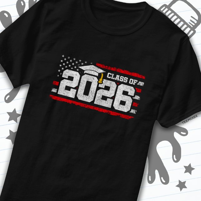Class of 2026 Graduation American Flag Senior 2026 T-Shirt (Creator Uploaded)