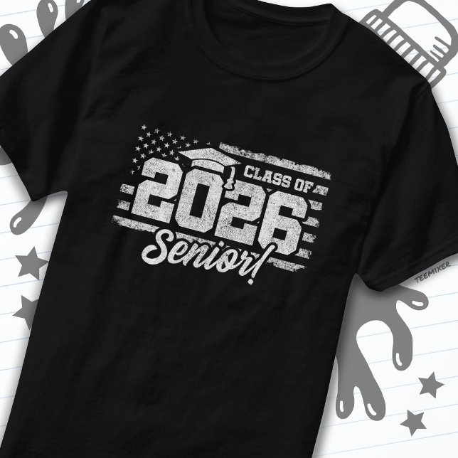 Class of 2026 Graduation American Flag Senior 2026 T-Shirt (Creator Uploaded)