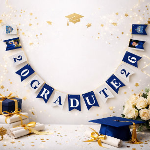 Class of 2026 Graduation Banner in Blue and White 