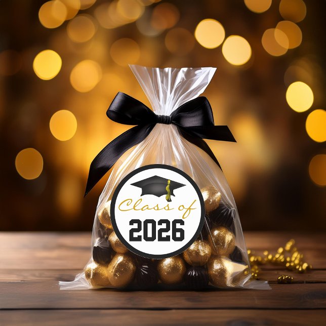 Class of 2026 Graduation Cap Classic Round Sticker (Class of 2026 Graduation Cap Classic Round Sticker - Envelope Seals and Favor Stickers)