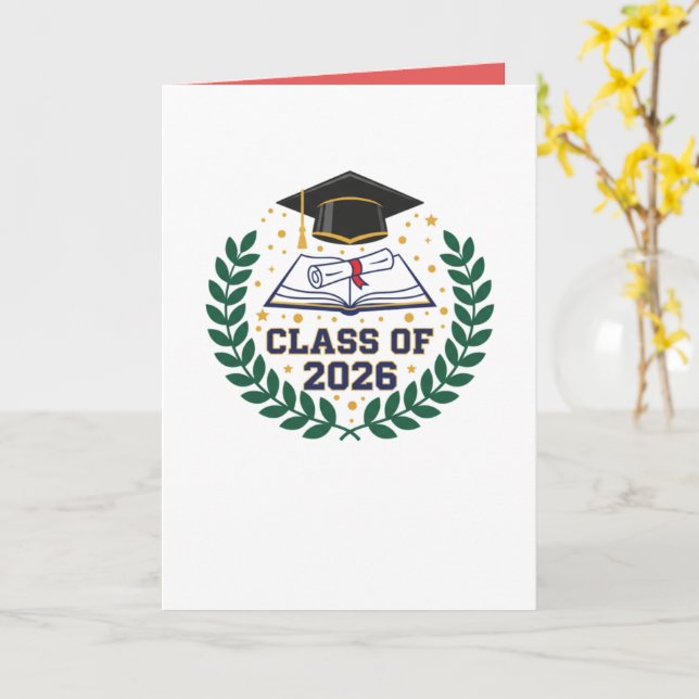 Class of 2026 Graduation Cap Folded Blank Card (Yellow Flower)