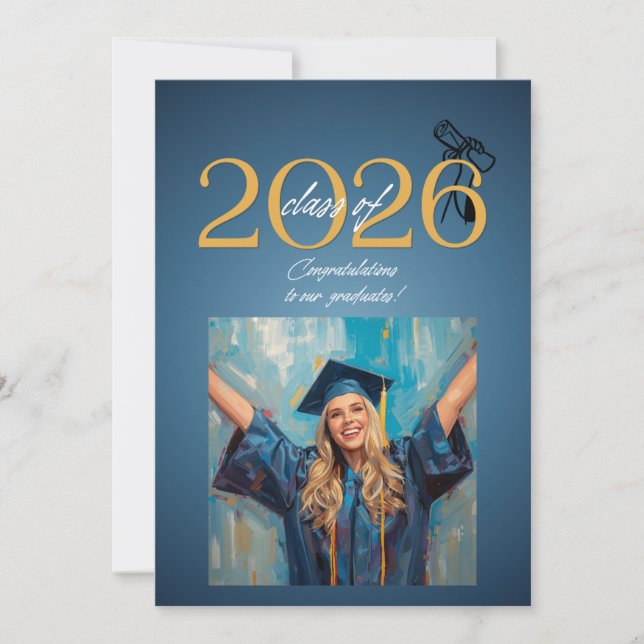 Class of 2026 Graduation Celebration Modern Blue & Invitation (Front)