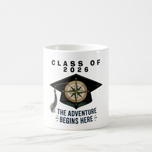Class of 2026 Graduation Compass Mortarboard  Coffee Mug (Center)